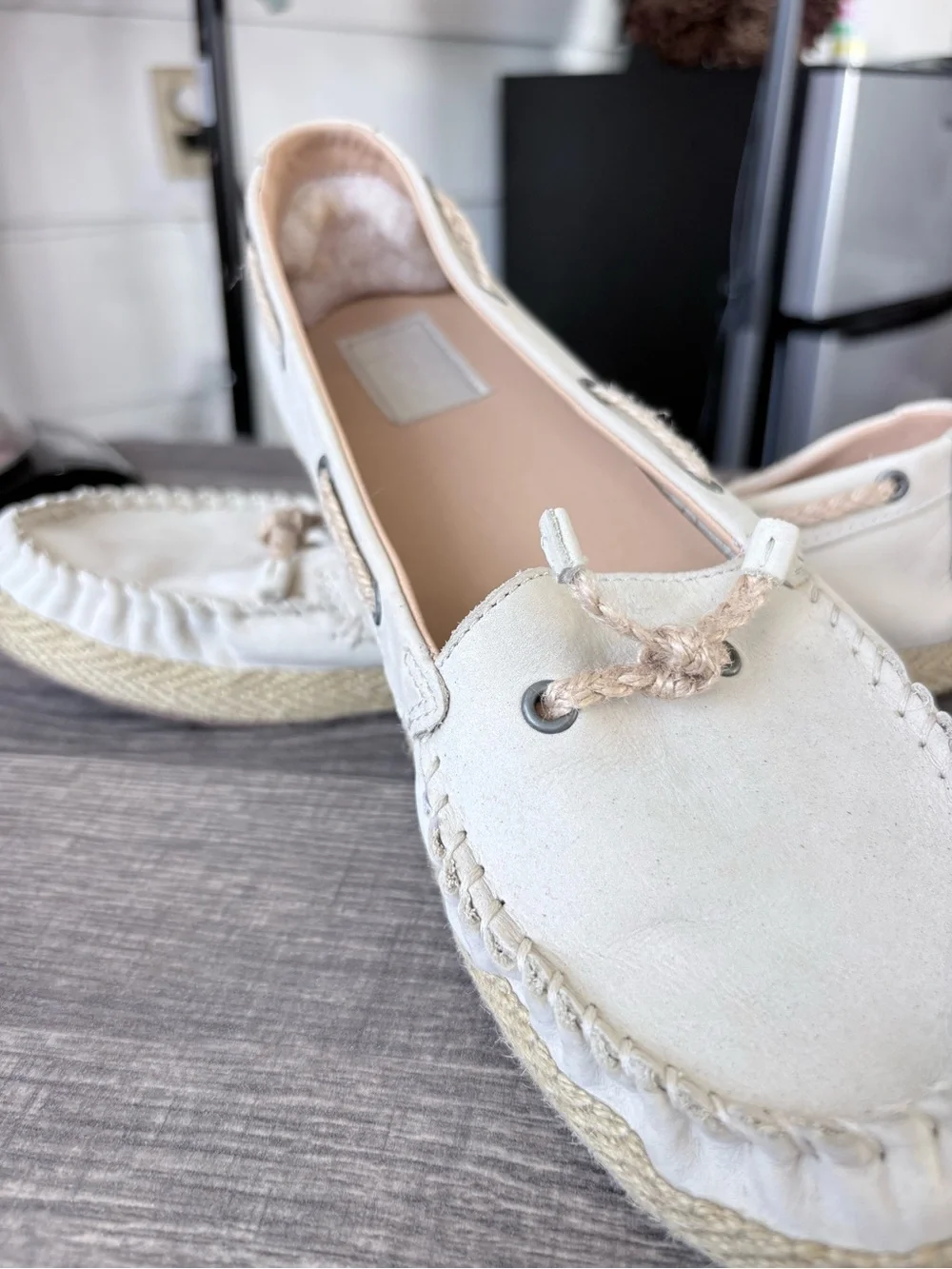Women’s cream off White Espadrille Moccasin Slip-Ons